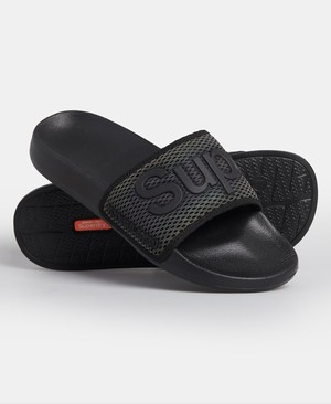 Superdry Mesh Beach Férfi Papucs Fekete | WXLPJ4801